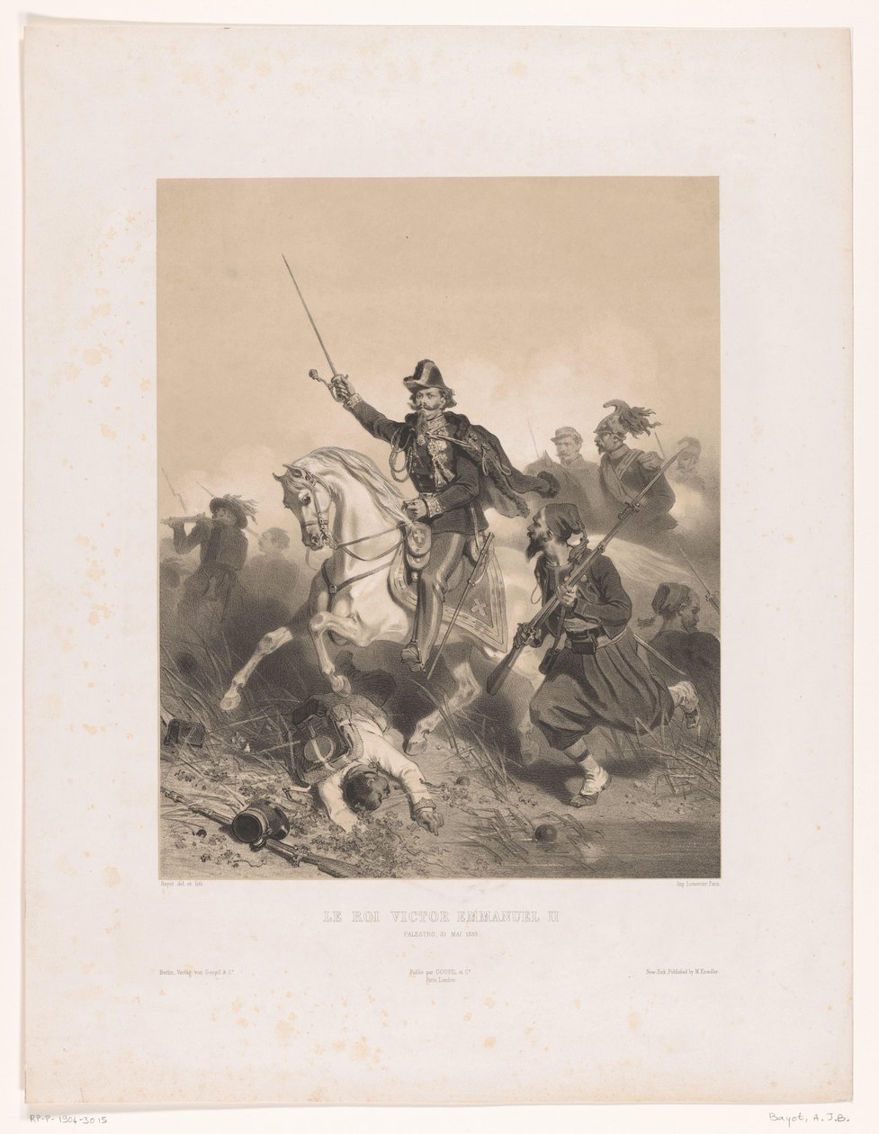 Kong Victor Emmanuel II av Italia i slaget ved Palestro Le roi Victor Emmanuel II (tittel på objekt) av Adolphe Jean Baptiste Bayot