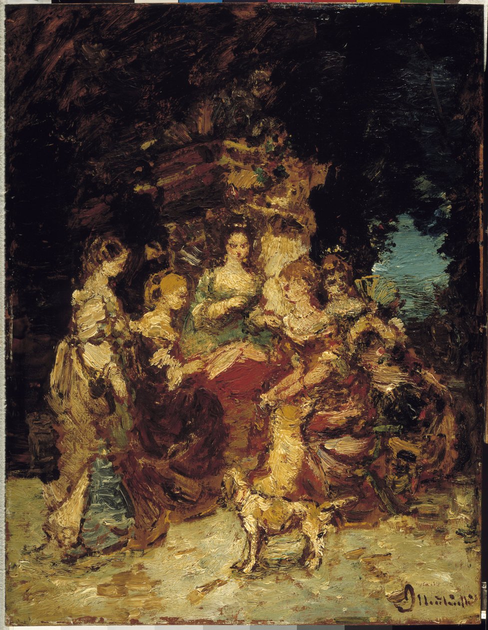 Ladies in a Park av Adolphe Joseph Thomas Monticelli
