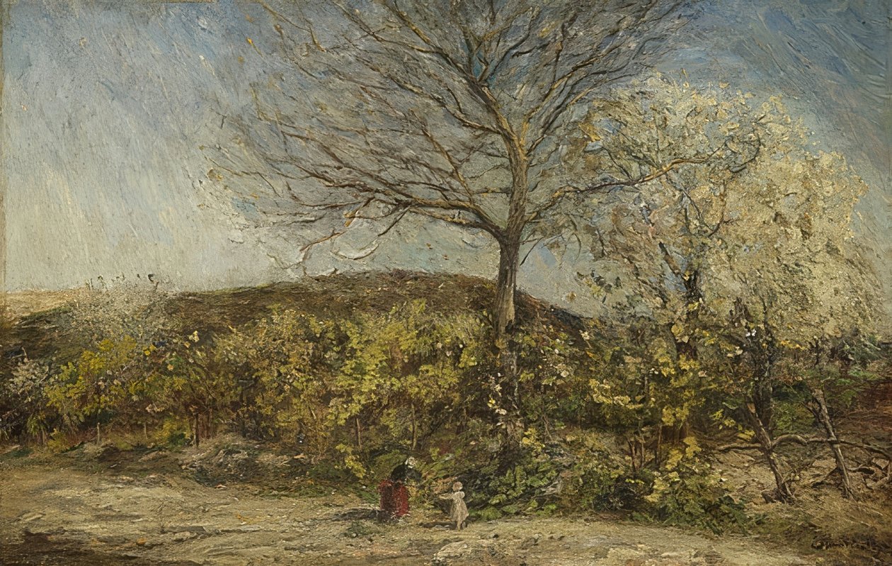 Landskap med en blomstrende frukthage av Adolphe Joseph Thomas Monticelli