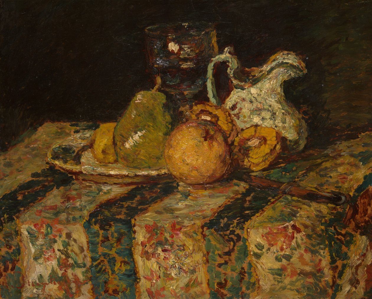 Stilleben med frukt og vinmugge av Adolphe Joseph Thomas Monticelli