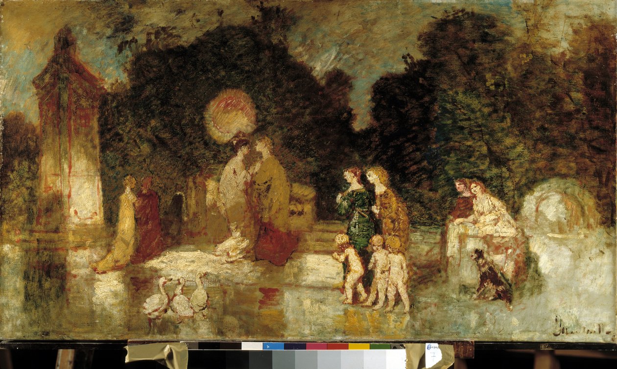 Gå i en park av Adolphe Joseph Thomas Monticelli