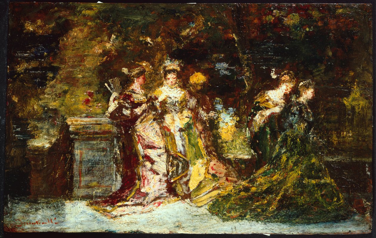 Women in a Park, ca. 1858 (olje på lerret) av Adolphe Joseph Thomas Monticelli