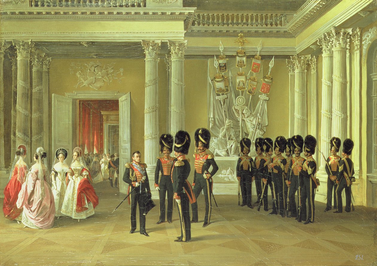 Den heraldiske salen i vinterpalasset, St. Petersburg, 1838 av Adolphe Ladurner