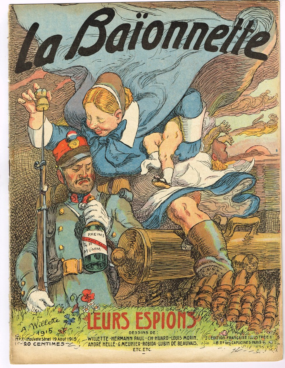 Cover av "" La Baionnette "", Satirique en Colors av Adolphe Leon Willette