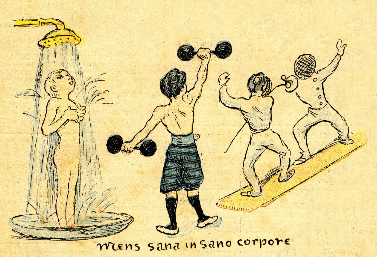 Hygiene og sport. «Mens sana in sano corpore». Tegning av A. Wilette i det illustrerte tillegget til Depeche de Toulouse nr. 41, 12. oktober. av Adolphe Leon Willette