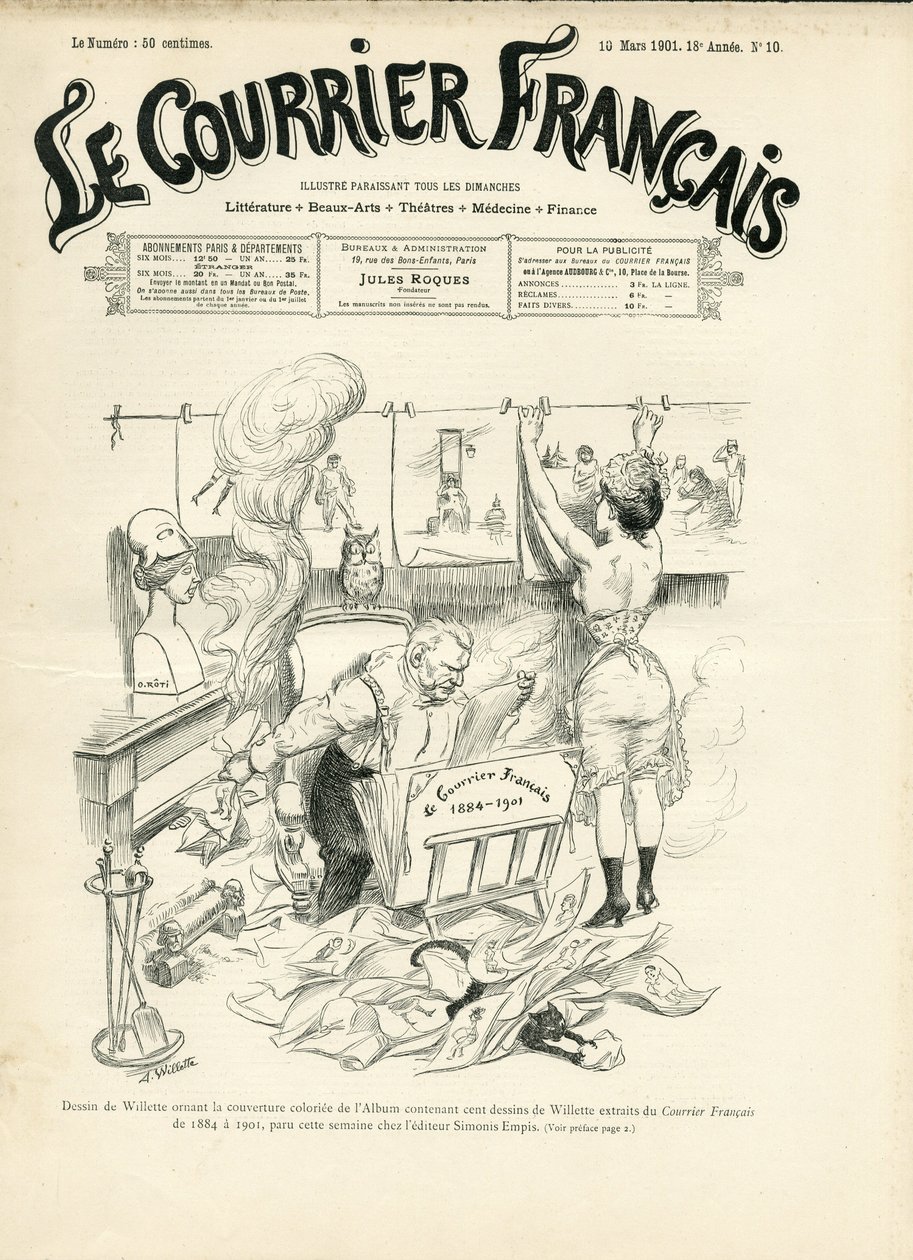 Illustrasjon av Adolphe dit Willette (1857-1926) for omslaget til Le Courrier francais av Adolphe Leon Willette