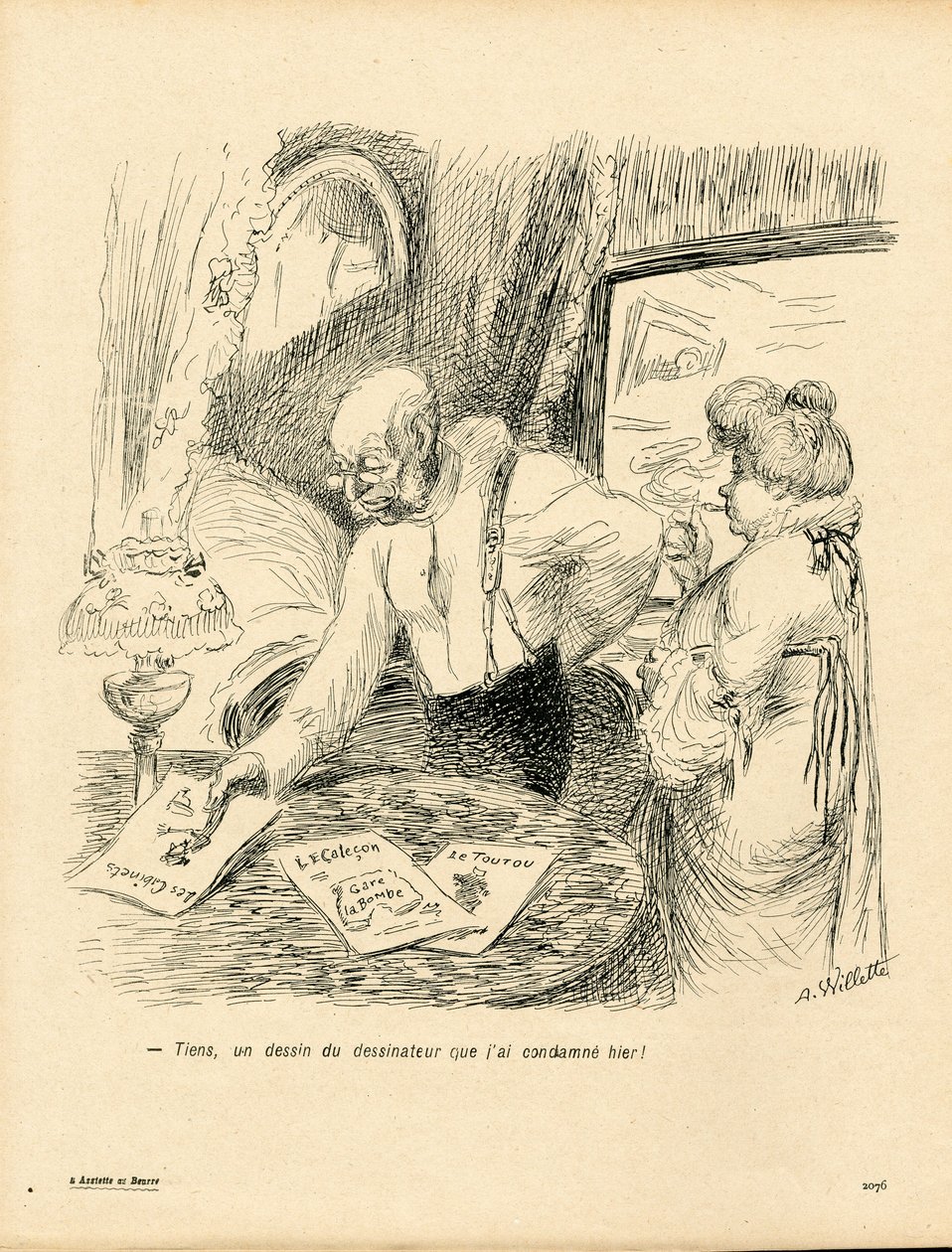 Smørfatet, nummer 123, Farge satirisk av Adolphe Leon Willette