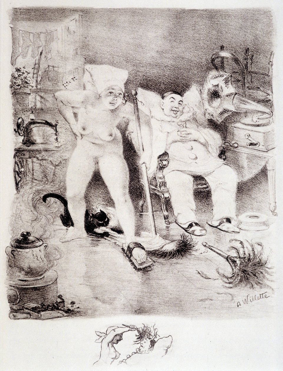 Latskap - tegning av Willette av Adolphe Leon Willette