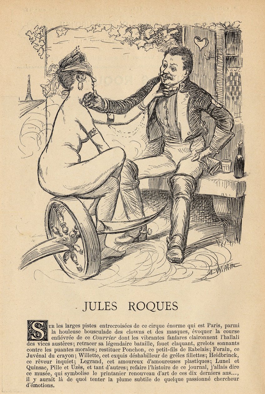 Dagens menn, nummer 411, illustrasjon av Adolphe dit Willette (1857-1926): Press, Le Courrier Français, Roques Jules (1800-1900-tallet) av Adolphe Leon Willette