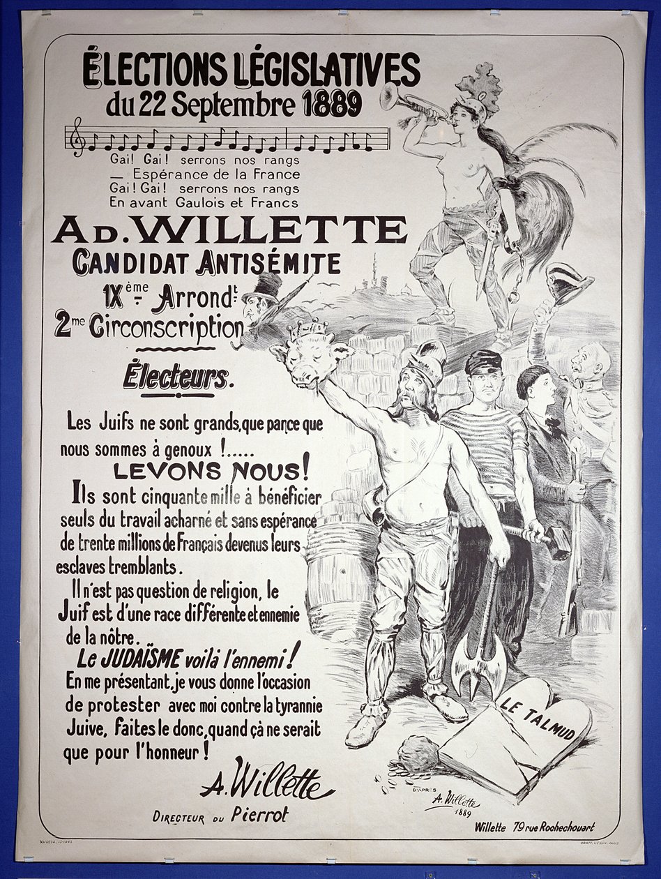 Plakat som promoterer valget av kunstneren ved lovvalgene i september 1889 av Adolphe Leon Willette