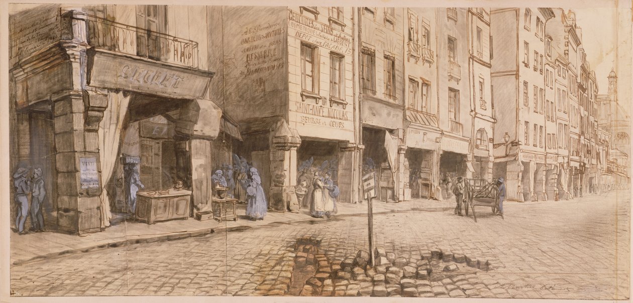 A Street (penn og blekk og wc på papir) av Adolphe Martial Potemont