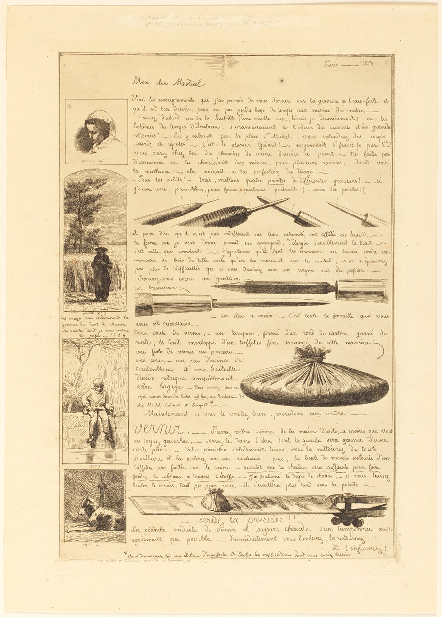 Brev om elementene i etsningen, side 1 av Adolphe Martial Potemont