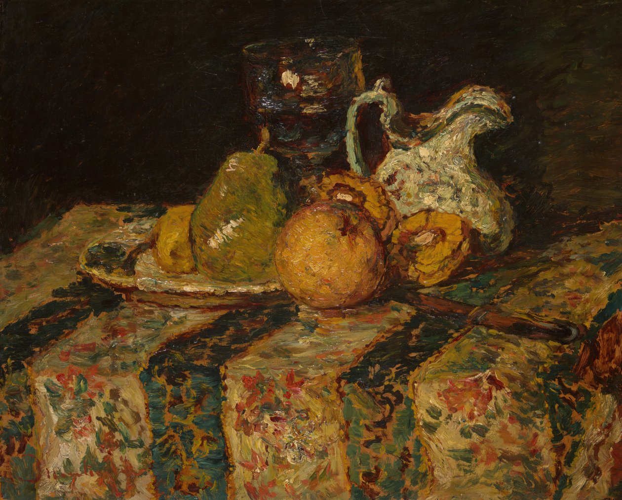Stilleben med frukt og vinkanne, 1874. av Adolphe Monticelli