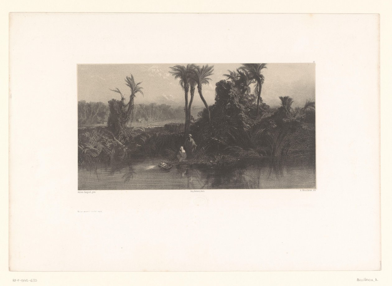 Mozes in het rieten mandje Moses eksponert på vannet (tittel på objekt) av Adolphe Mouilleron