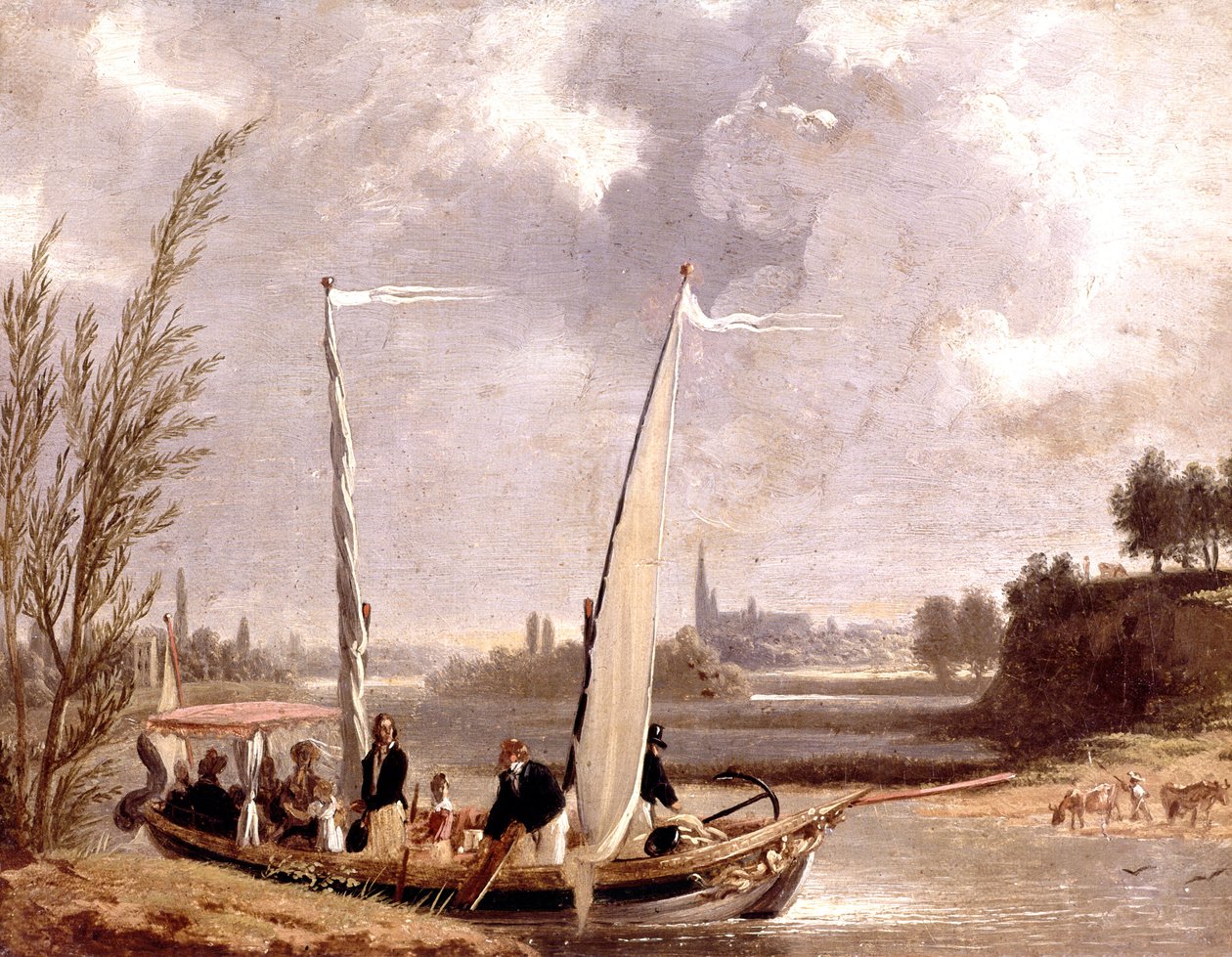 Louis-Philippe og familien hans i en båt ved Neuilly av Adolphe Roehn