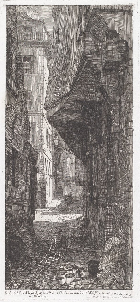 Rue Grenier på vannet, ved siden av rue des Barres av Adolphe Théodore Jules Martial Potémont