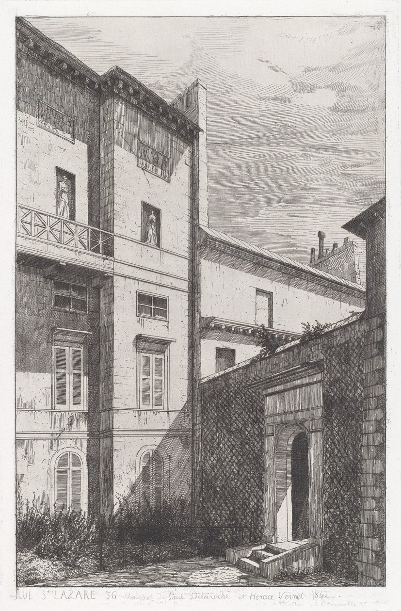 Rue St. Lazare 56, House of Paul Delaroche og Horace Vernet av Adolphe Théodore Jules Martial Potémont