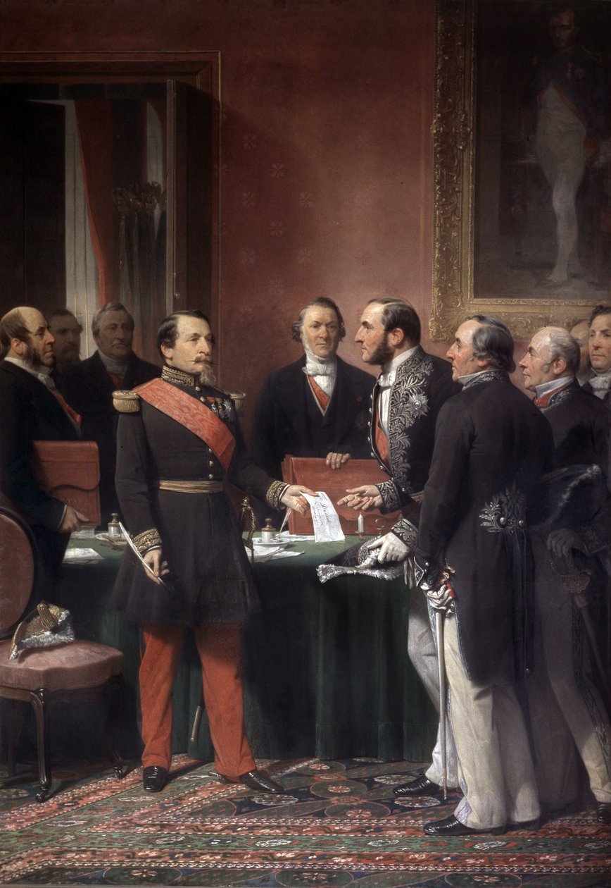 Den franske keiseren Napoleon III ga til Baron Haussmann dekret om annektering av forstadsbyer i Paris i juni 1859 av Adolphe Yvon