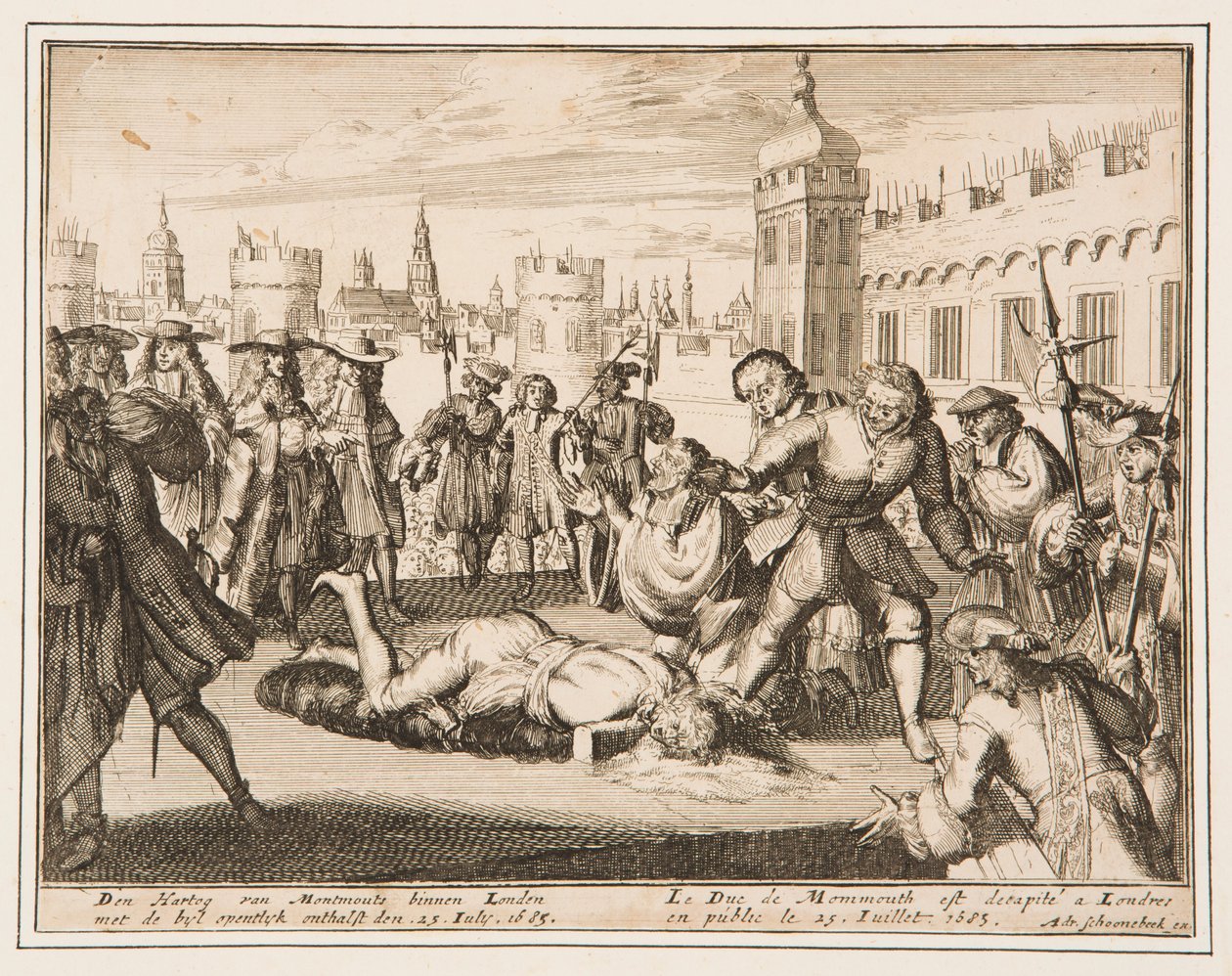 Henrettelsen av hertugen av Monmouth av Adriaan Schoonebeek