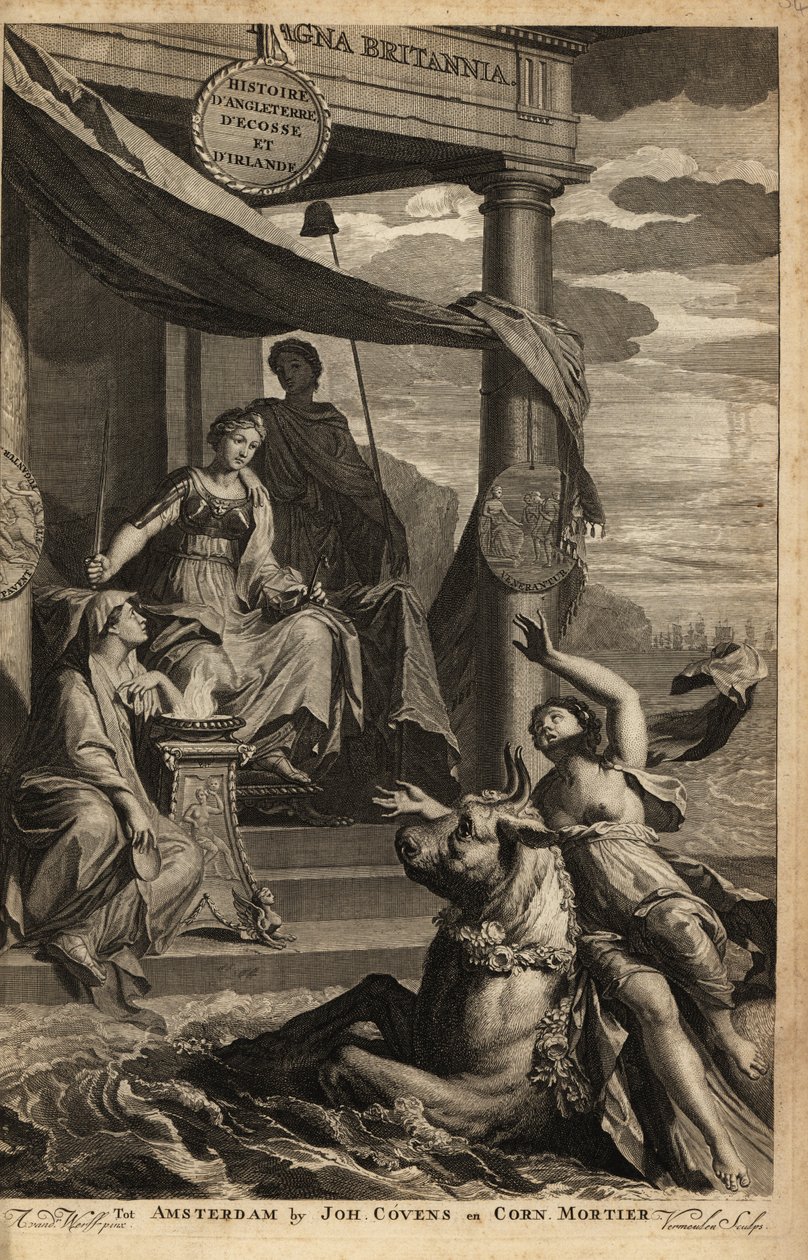 Allegorisk frontispice med Europa, Zeus og Themis av Adriaan van der (after) Werff