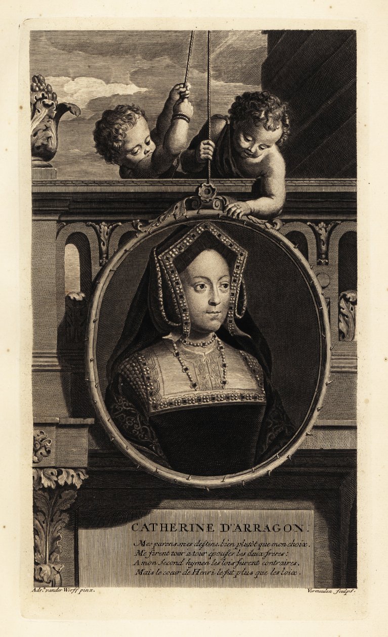 Katarina av Aragon (1485-1536) (gravering) av Adriaan van der (after) Werff
