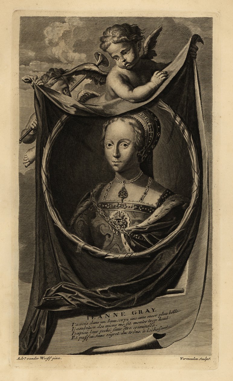 Lady Jane Gray (1537-1554) (gravering) av Adriaan van der (after) Werff