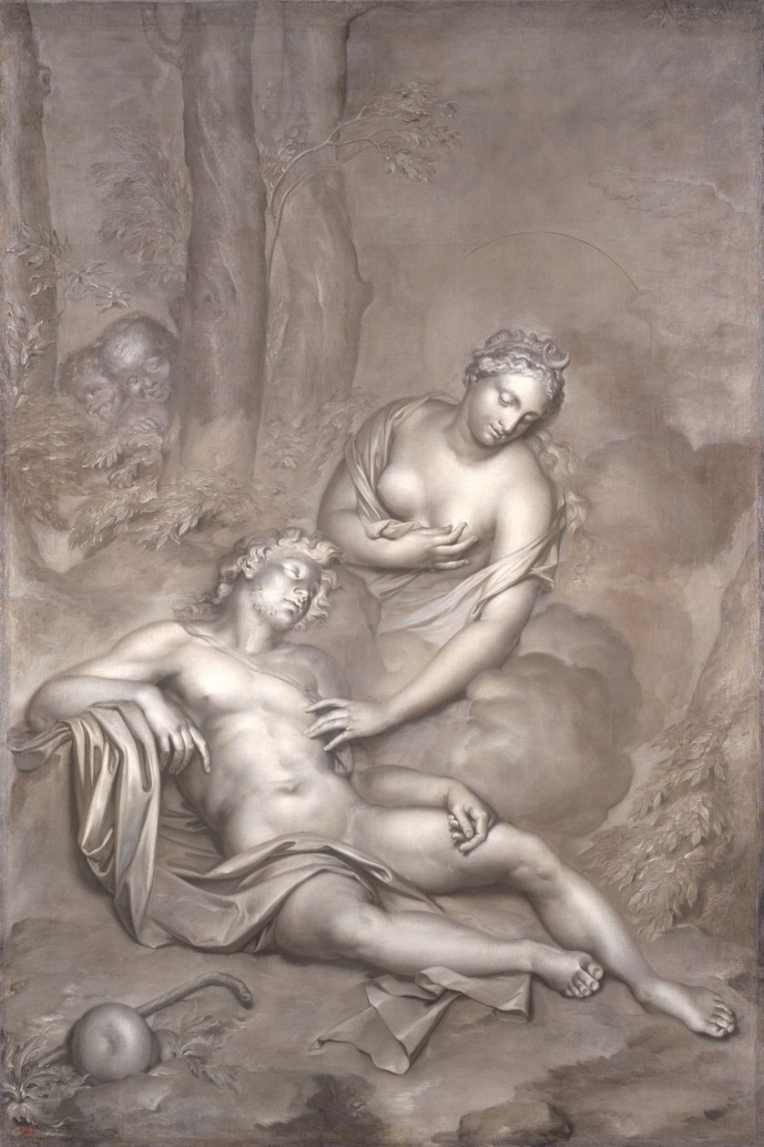 Luna (Diana) besøker den sovende Endymion, 1696 av Adriaan van der Werff