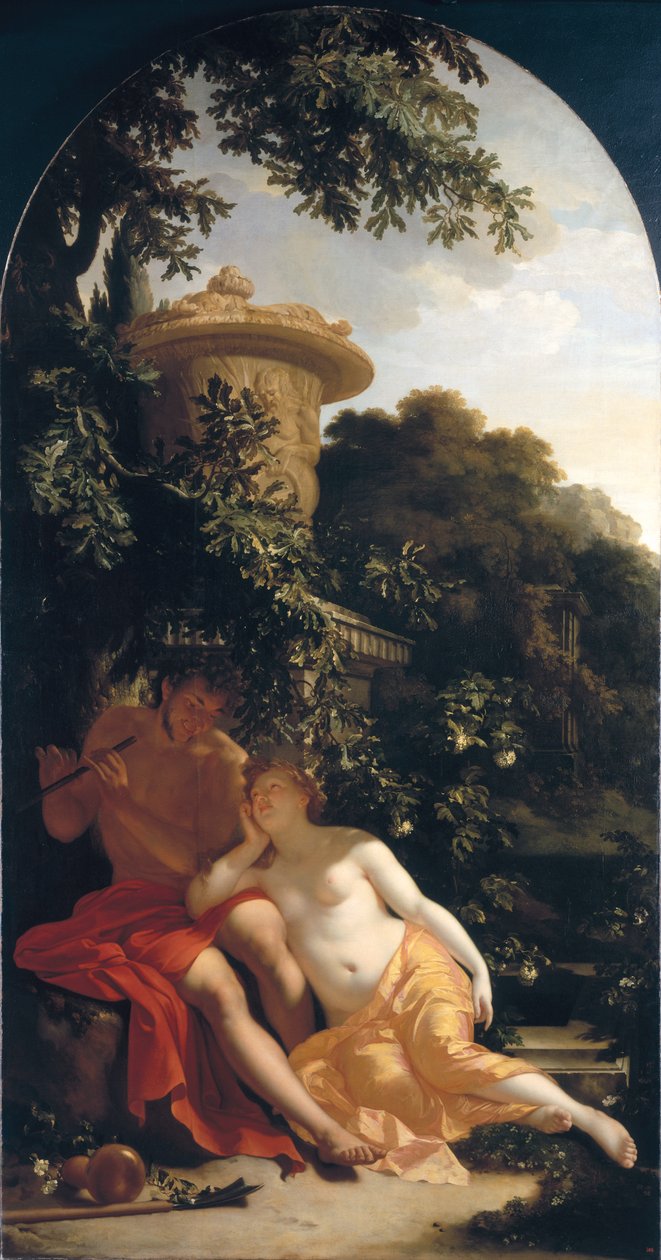 Hyrde og gjeterinne, den amorøse hyrden, ca. 1696 av Adriaan van der Werff