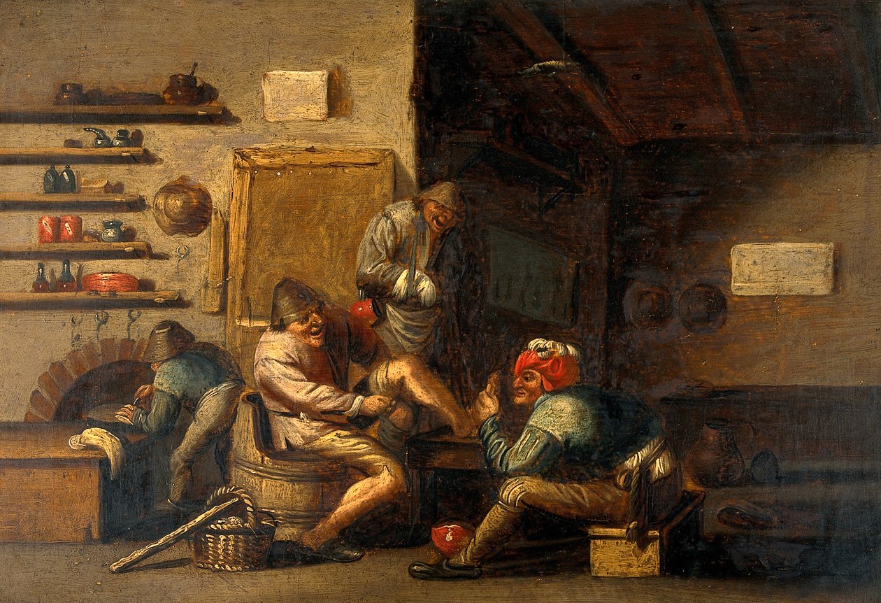 kirurg som opererer på en mans fot av Adriaen Jansz. van Ostade
