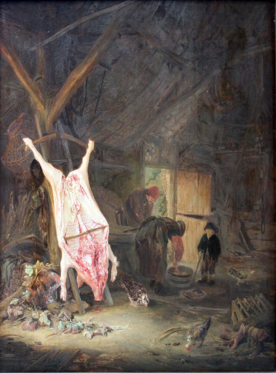 Slaktet gris på låve av Adriaen Jansz. van Ostade