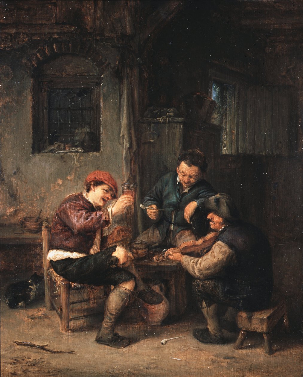 Tre bønder på et vertshus av Adriaen Jansz. van Ostade
