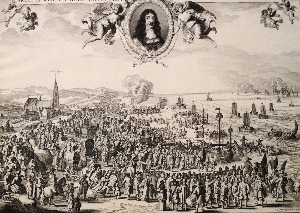 Charles IIs avgang fra Scheveningen av Adriaen Pietersz van de Venne