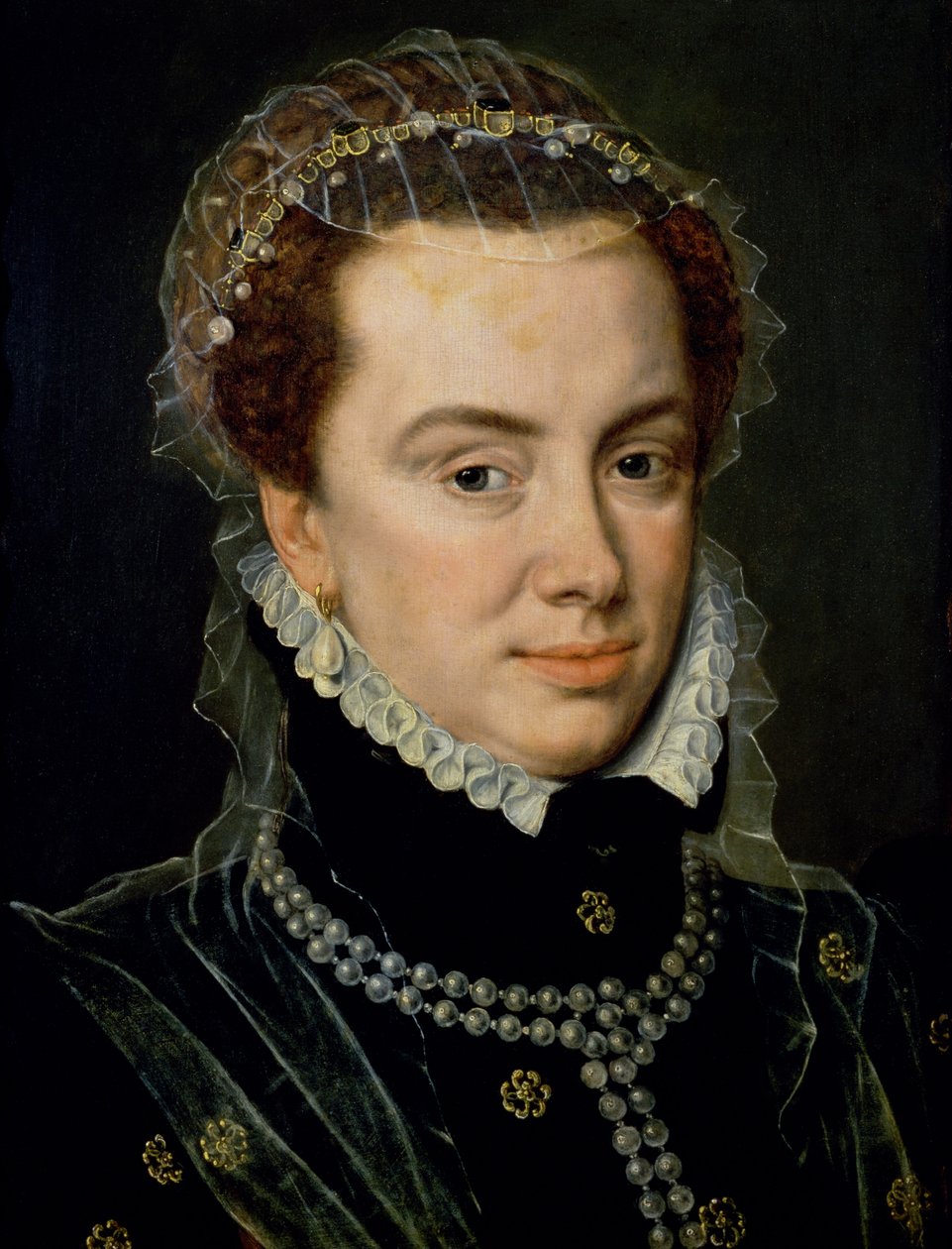 Margaret av Parma (1522-86), regent av Nederland, uekte datter av keiser Charles V (1500-58), sent på 1500-tallet (panel) av Adriaen Thomasz Key