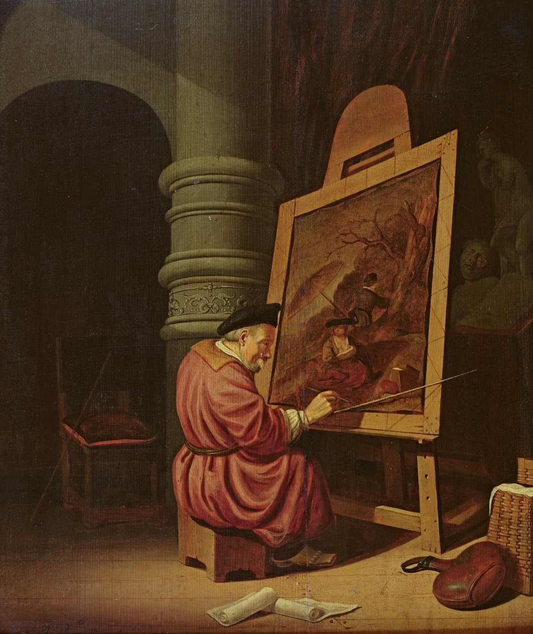 Interiør i et studio eller, en maler i sitt studio, 1649 av Adriaen van Gaesbeeck