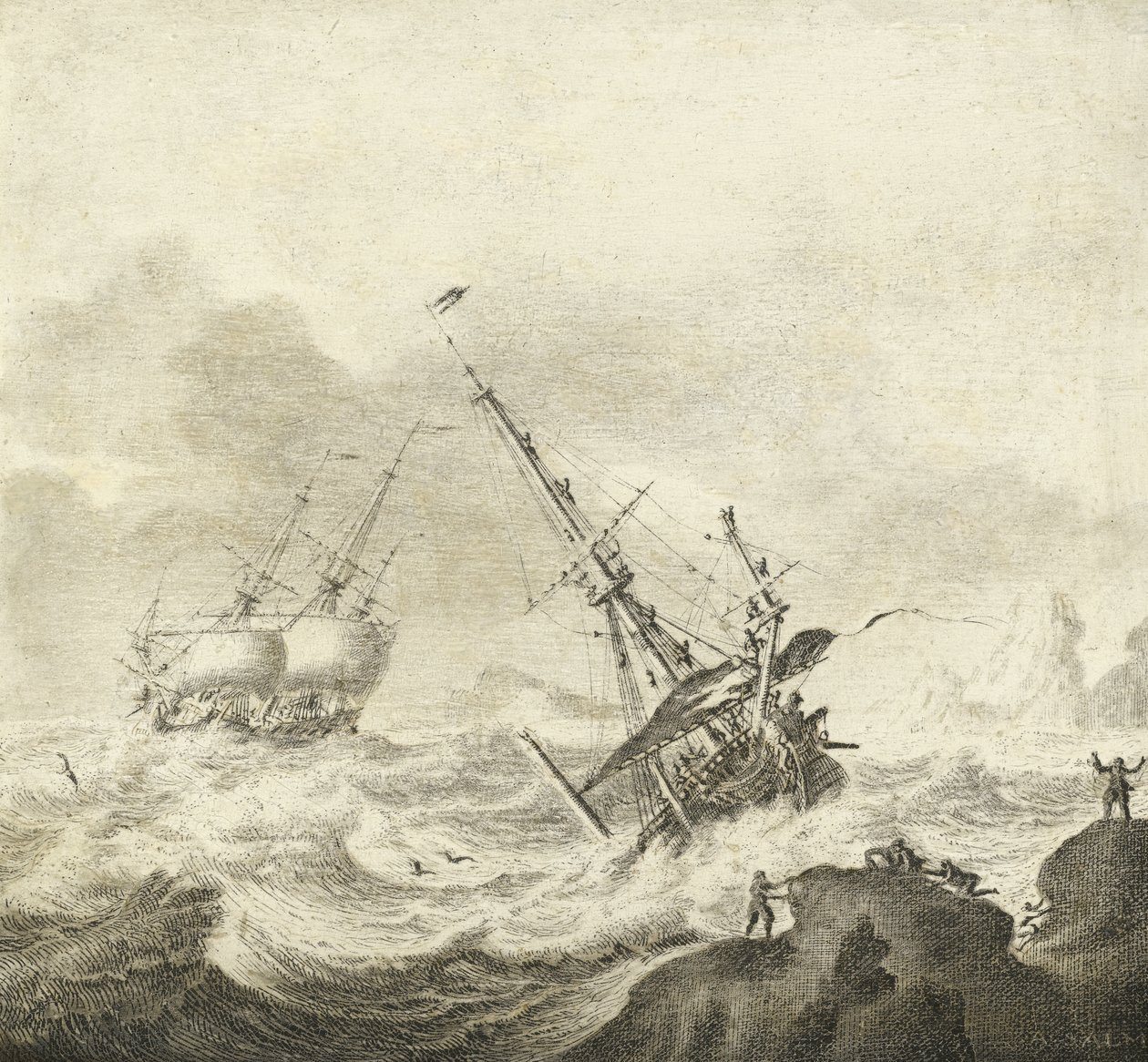 Frakt på et stormfullt hav av Adriaen van Salm