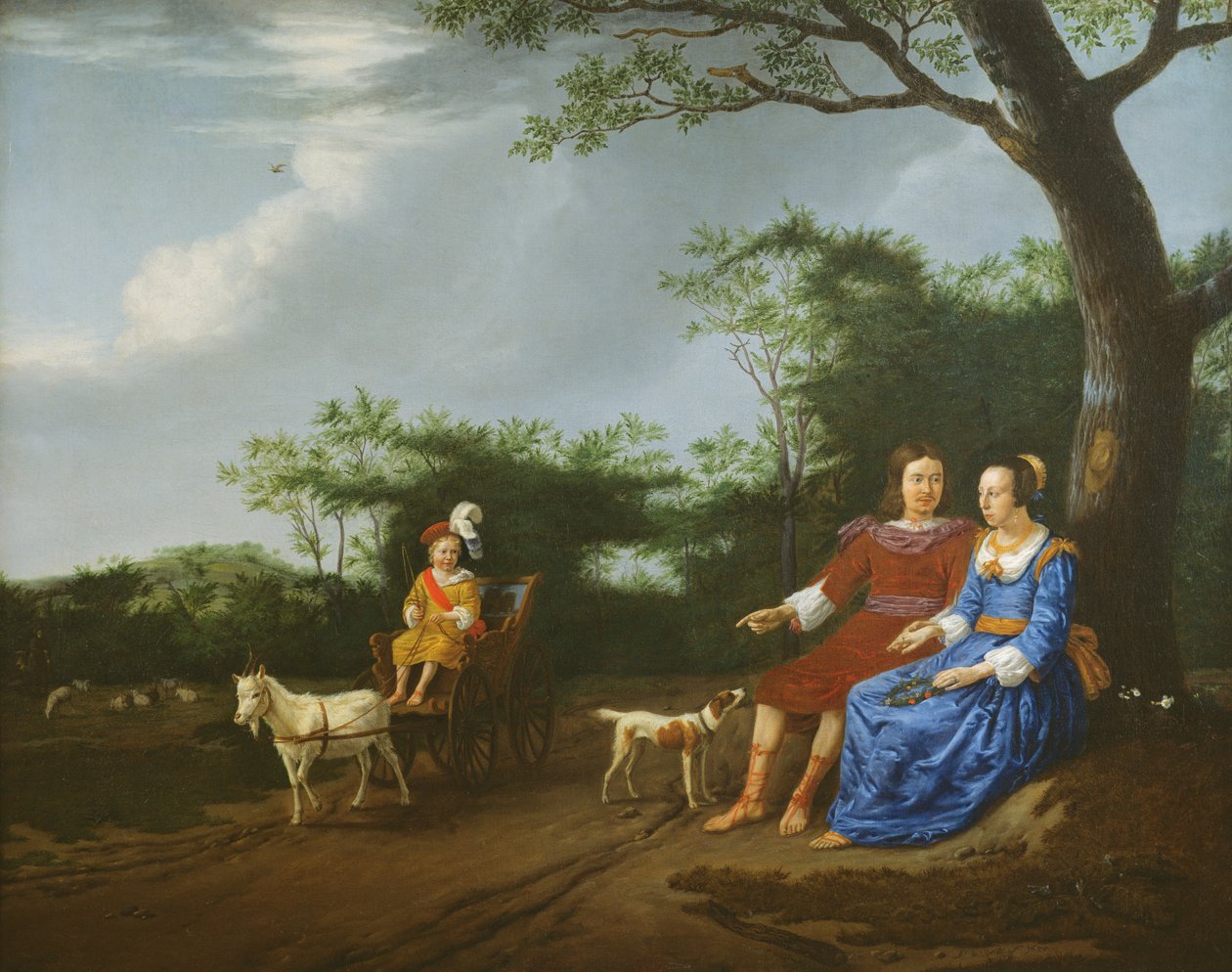 En familiegruppe i et landskap, 1655 av Adriaen van de Velde