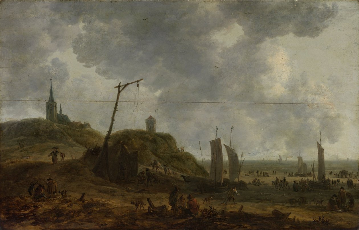 Stranden ved Katwijk av Adriaen van der Cabel