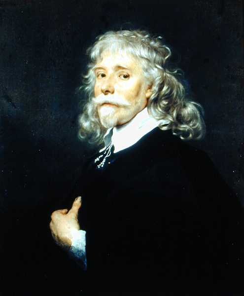 Portrett av en mann med grått hår (olje på lerret) av Adriaen (attr.to) Hanneman