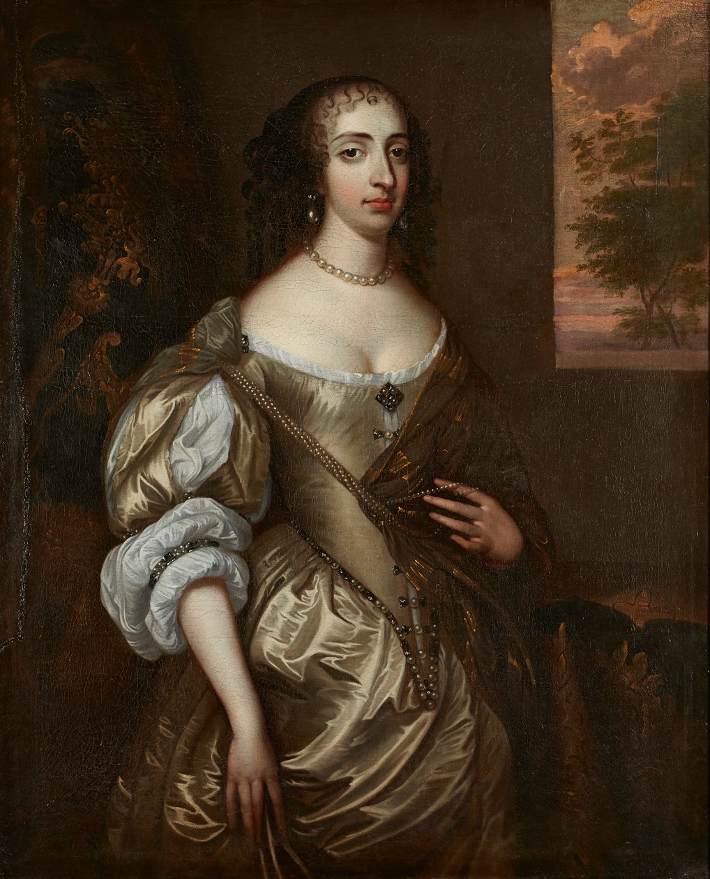 Portrett av Mary of Orange (olje på lerret) av Adriaen (circle of) Hanneman