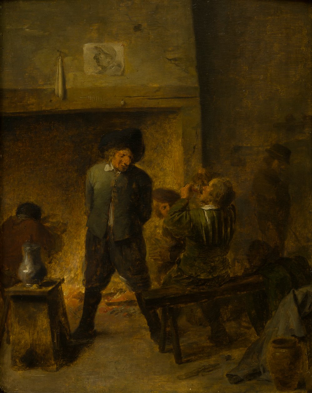 A Tavern Scene, ca. 1625-38 (olje på panel) av Adriaen (follower of) Brouwer
