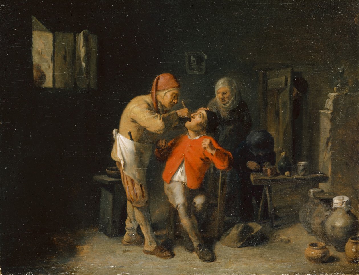 Hos tannlegen, 1625-38 av Adriaen Brouwer