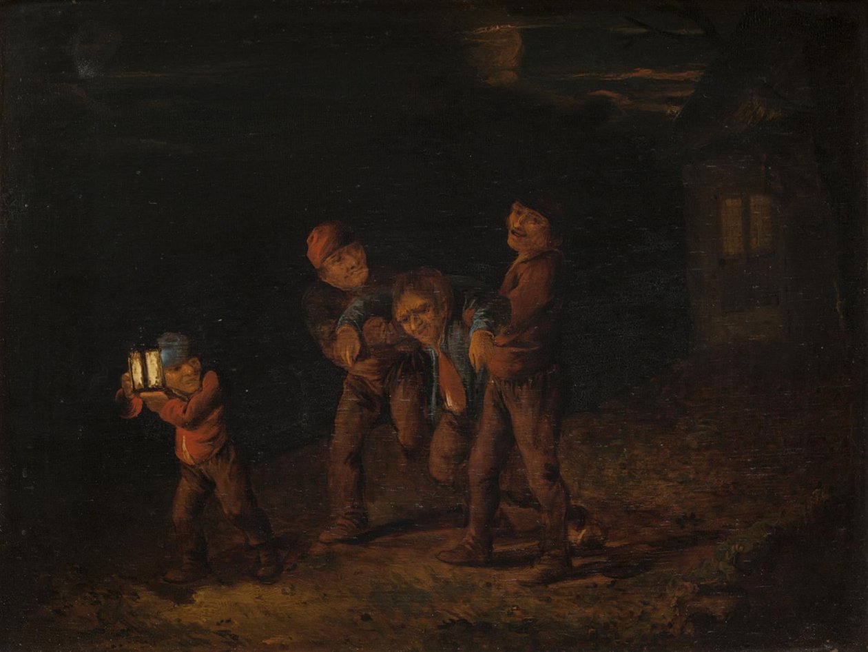 Å se Drunkard Home av Adriaen Brouwer