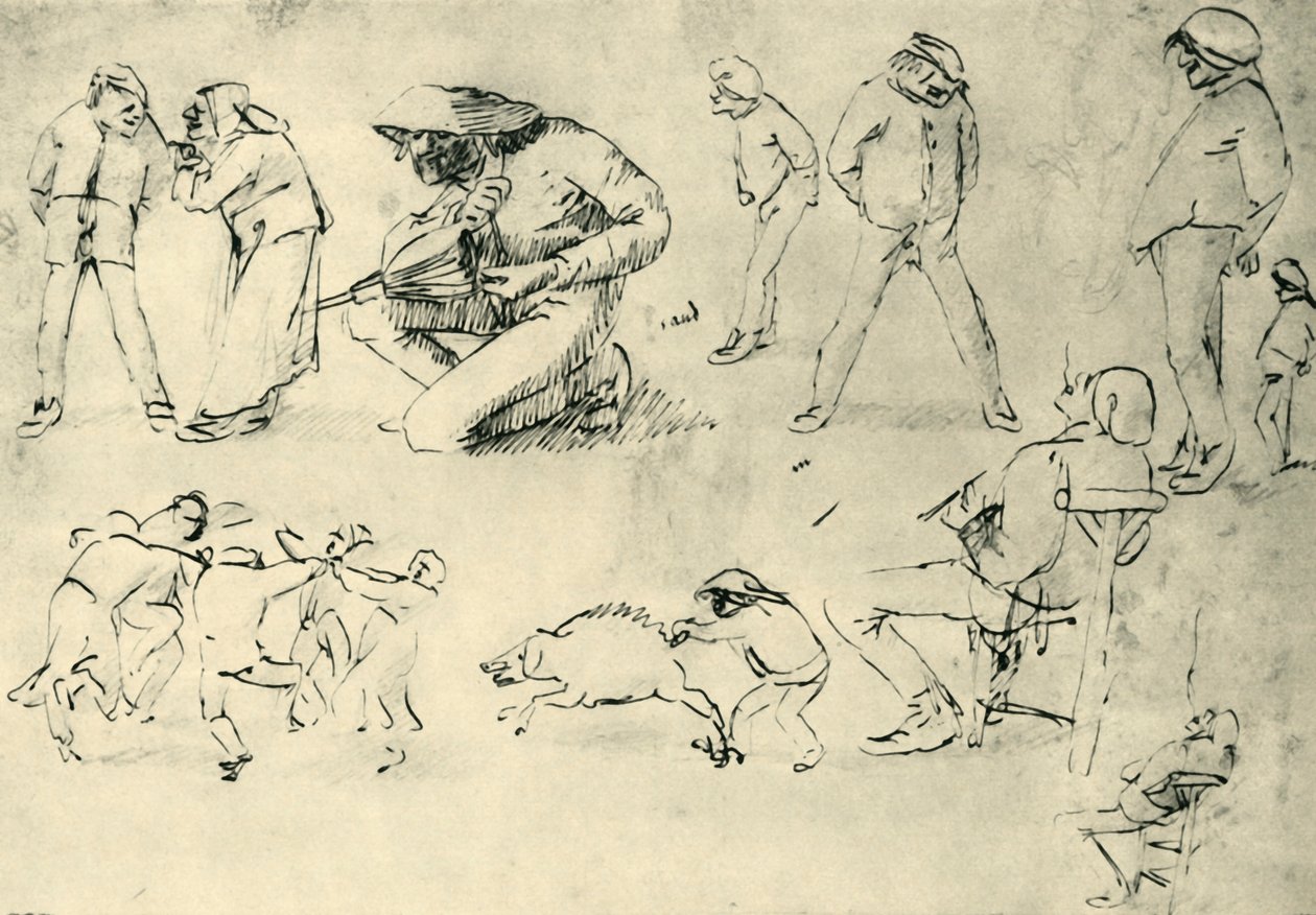 Studier av figurer, tidlig på 1600-tallet, 1943. av Adriaen Brouwer