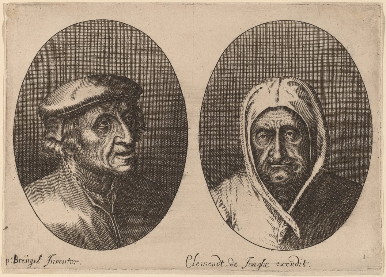 Hoder til en bondemann og -kvinne av Adriaen Brouwer after Pieter Bruegel the Elder