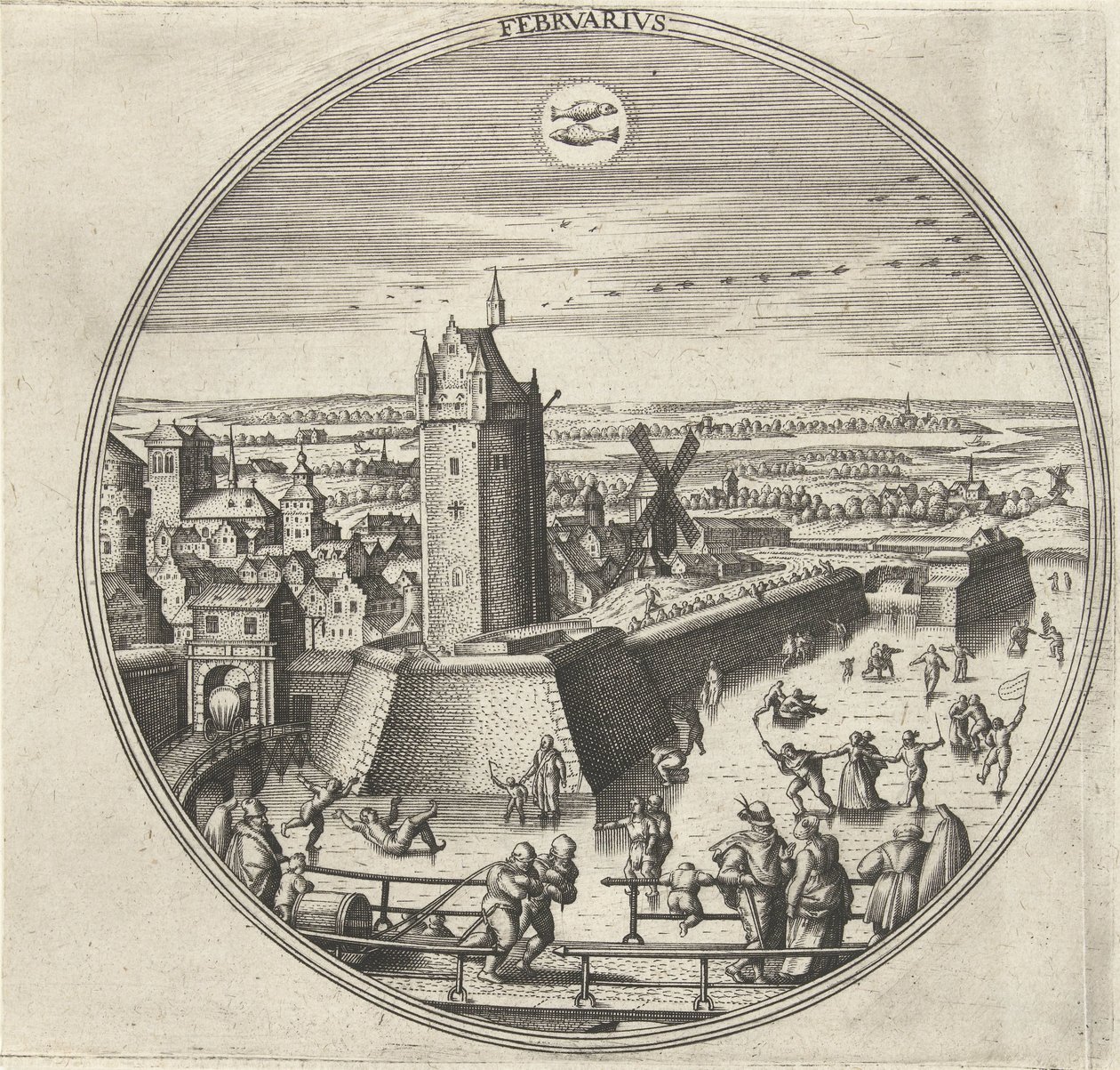 februar Febrvarivs (tittel på objekt) De tolv månedene (serietittel) av Adriaen Collaert
