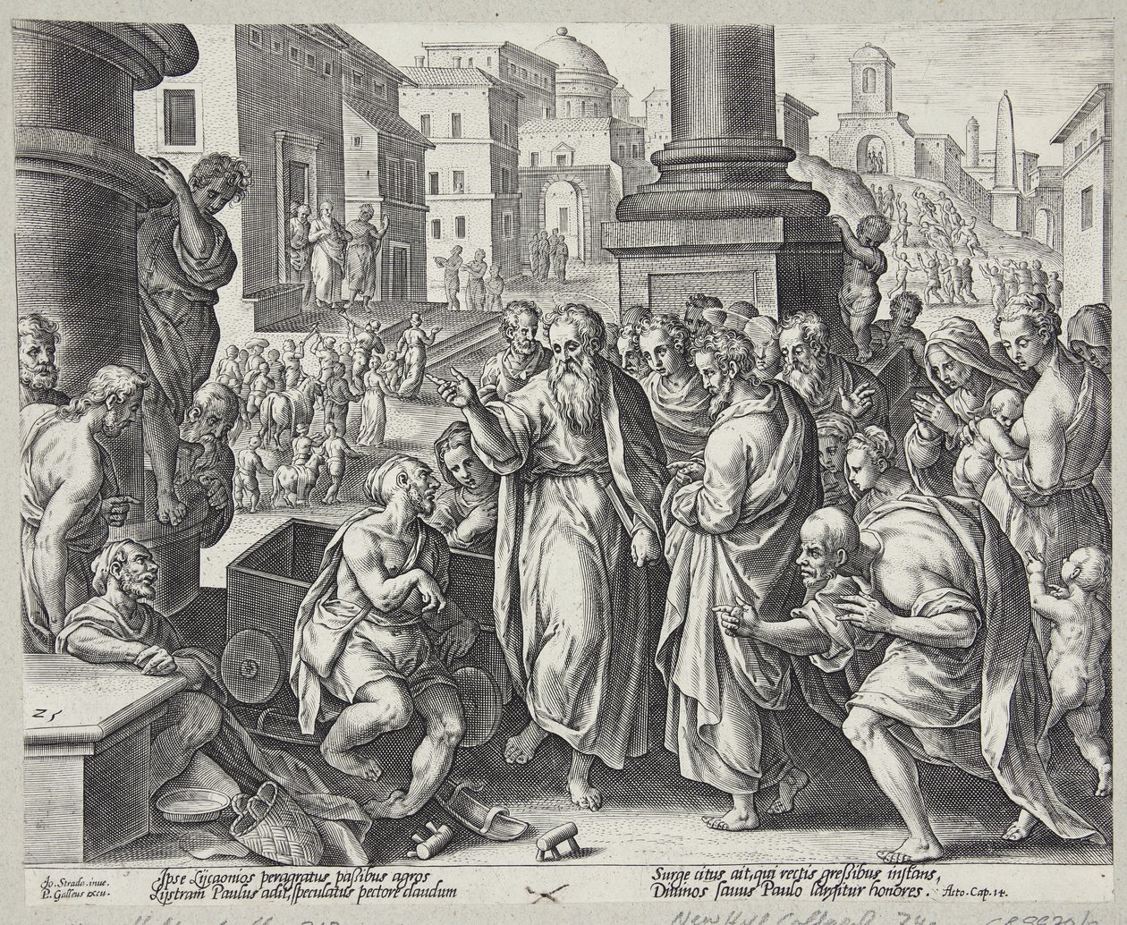 St. Paul helbreder en krøpling i Lystra av Adriaen Collaert