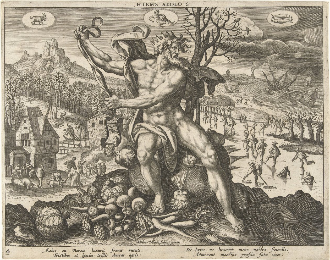 Vinter Hiems Aeolos. (tittel på objekt) The Four Seasons (serietittel) av Adriaen Collaert