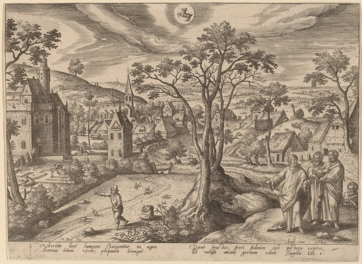 Lignelsen om såmannen av Adriaen Collaert after Hans Bol