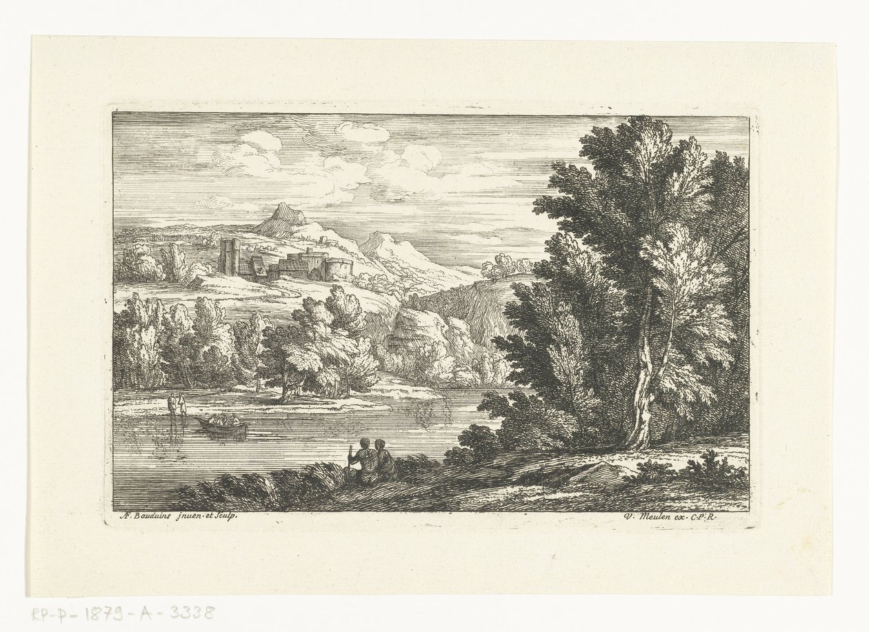 Landskap med en elv og et slott av Adriaen Frans Boudewyns