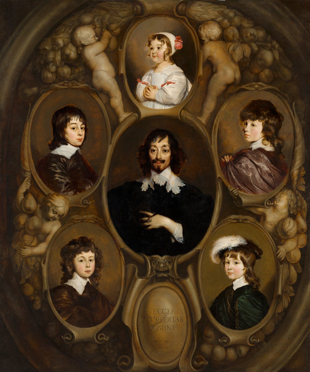 Portrett av Constantijn Huygens (1596–1687) og hans fem barn av Adriaen Hanneman
